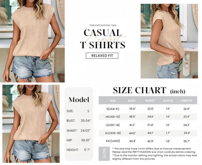 Women'S Summer Going Out Tops Dressy Casual Crewneck Short Sleeve Textured Basic Cute Trendy T Shirts Tee Blouse