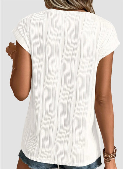 Women'S Summer Going Out Tops Dressy Casual Crewneck Short Sleeve Textured Basic Cute Trendy T Shirts Tee Blouse